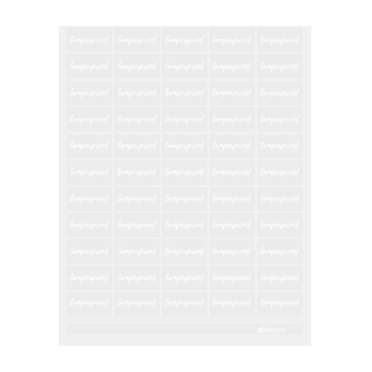 Label Tek Plastic Tamperproof Label - Clear with White Font, Water-Resistant - 2" x 1" - 100 count box