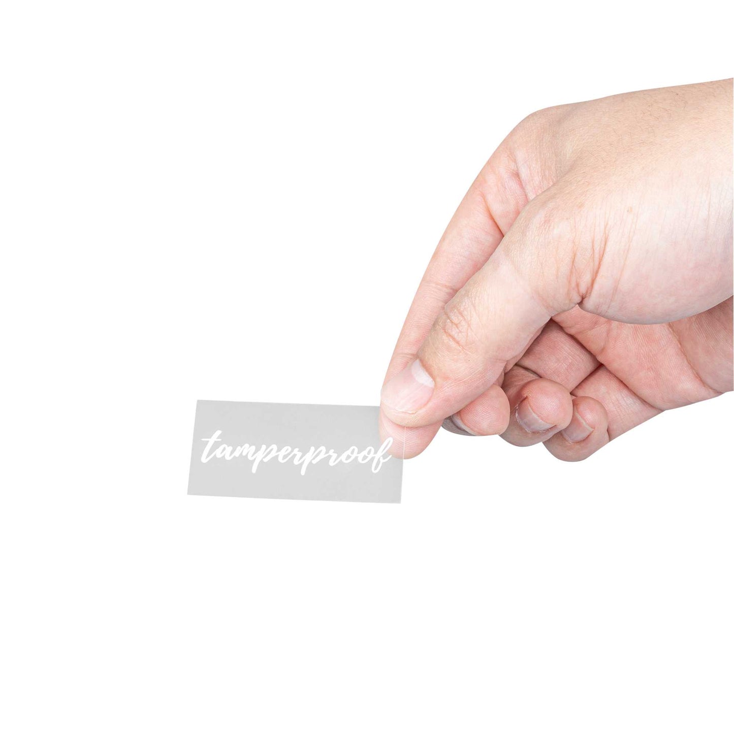 Label Tek Plastic Tamperproof Label - Clear with White Font, Water-Resistant - 2" x 1" - 100 count box
