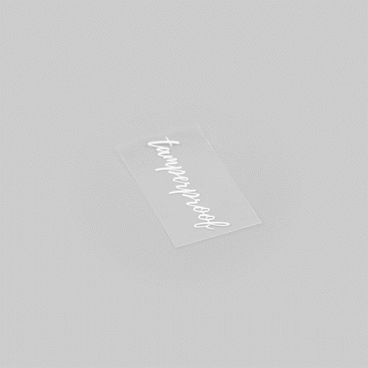 Label Tek Plastic Tamperproof Label - Clear with White Font, Water-Resistant - 2" x 1" - 100 count box