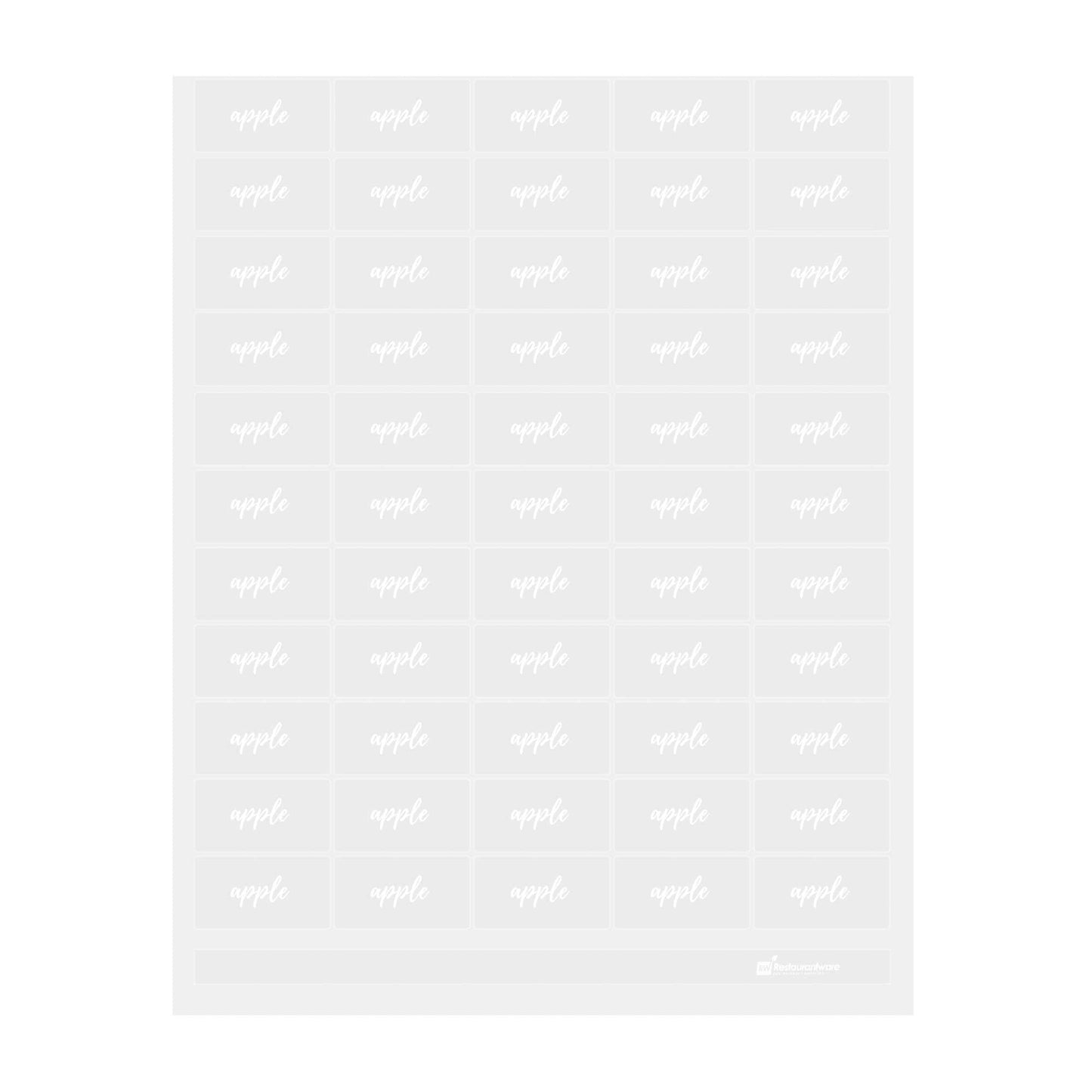 Label Tek Plastic Apple Label - Clear with White Font, Water-Resistant - 2" x 1" - 100 count box