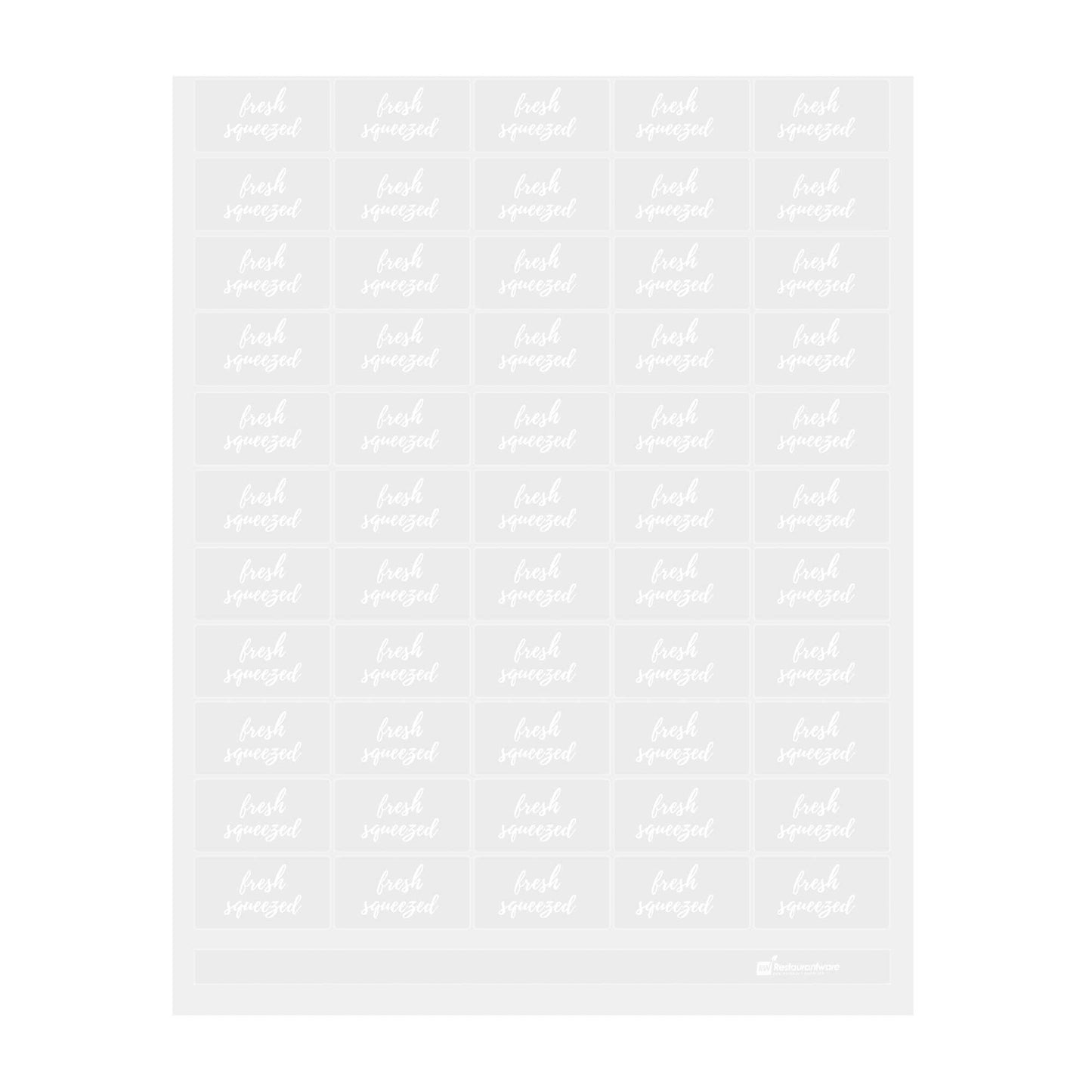 Label Tek Plastic Fresh Squeezed Label - Clear with White Font, Water-Resistant - 2" x 1" - 100 count box