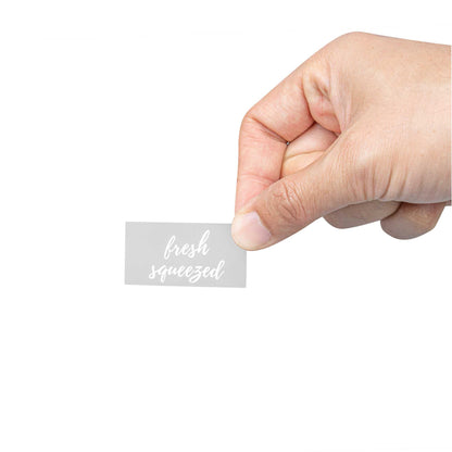 Label Tek Plastic Fresh Squeezed Label - Clear with White Font, Water-Resistant - 2" x 1" - 100 count box