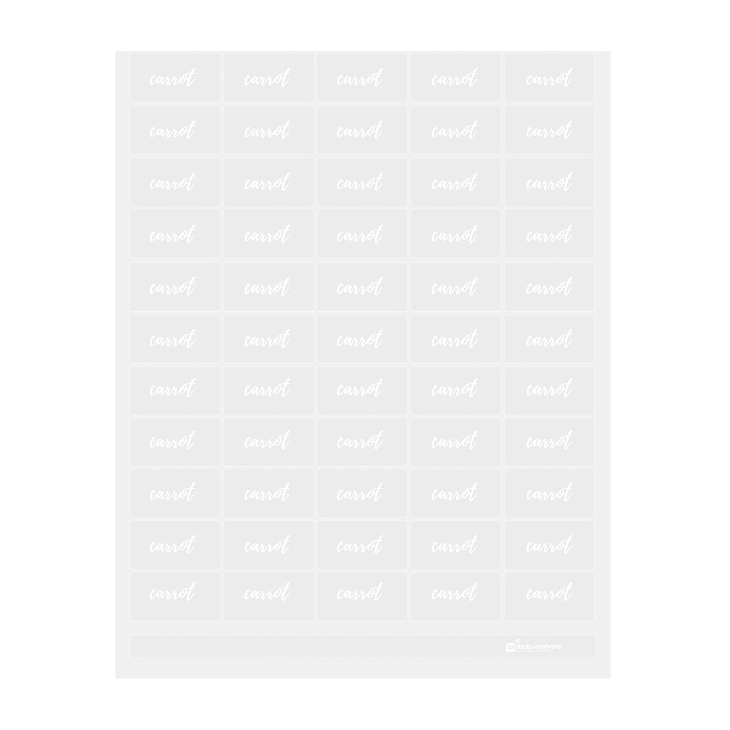 Label Tek Plastic Carrot Label - Clear with White Font, Water-Resistant - 2" x 1" - 100 count box