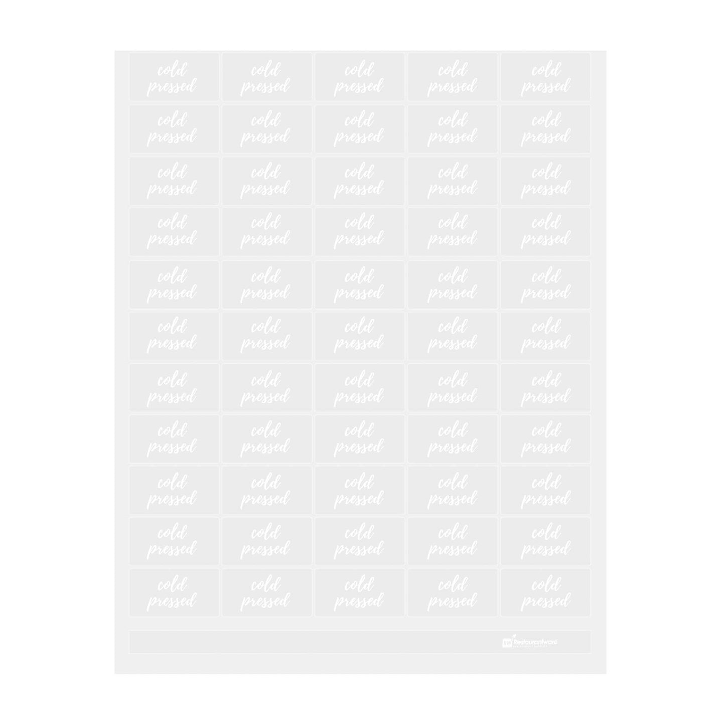 Label Tek Plastic Cold Pressed Label - Clear with White Font, Water-Resistant - 2" x 1" - 100 count box