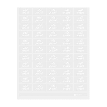 Label Tek Plastic Cold Pressed Label - Clear with White Font, Water-Resistant - 2" x 1" - 100 count box