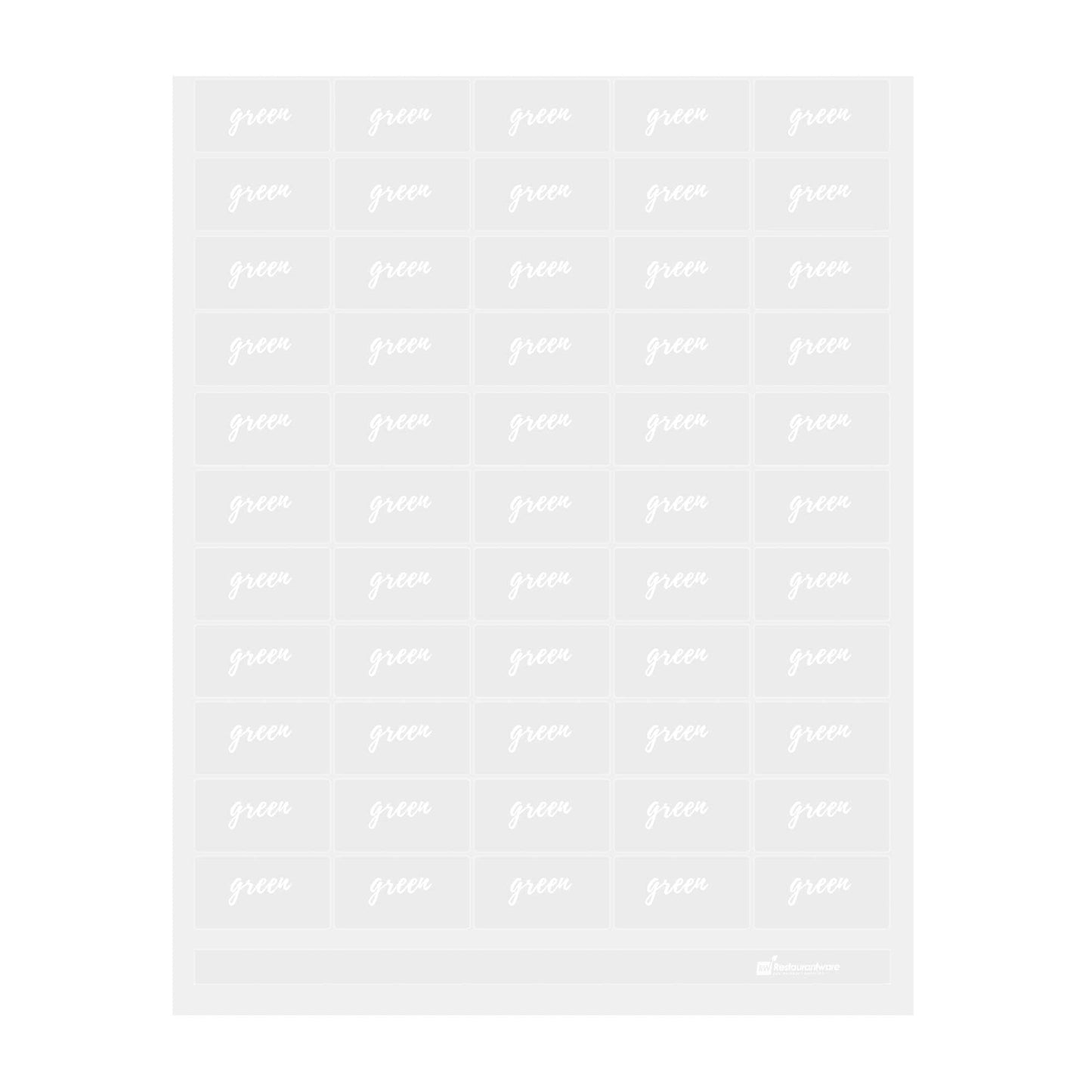 Label Tek Plastic Green Label - Clear with White Font, Water-Resistant - 2" x 1" - 100 count box