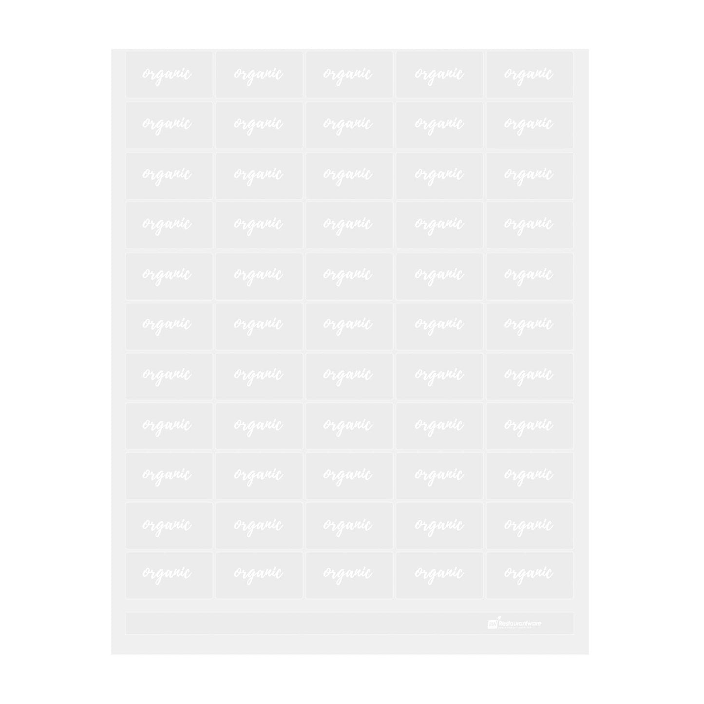 Label Tek Plastic Organic Label - Clear with White Font, Water-Resistant - 2" x 1" - 100 count box