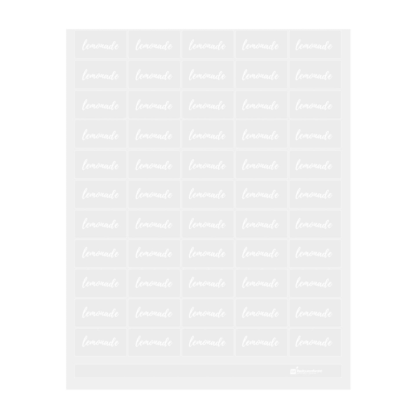 Label Tek Plastic Lemonade Label - Clear with White Font, Water-Resistant - 2" x 1" - 100 count box