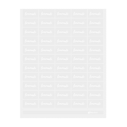Label Tek Plastic Lemonade Label - Clear with White Font, Water-Resistant - 2" x 1" - 100 count box