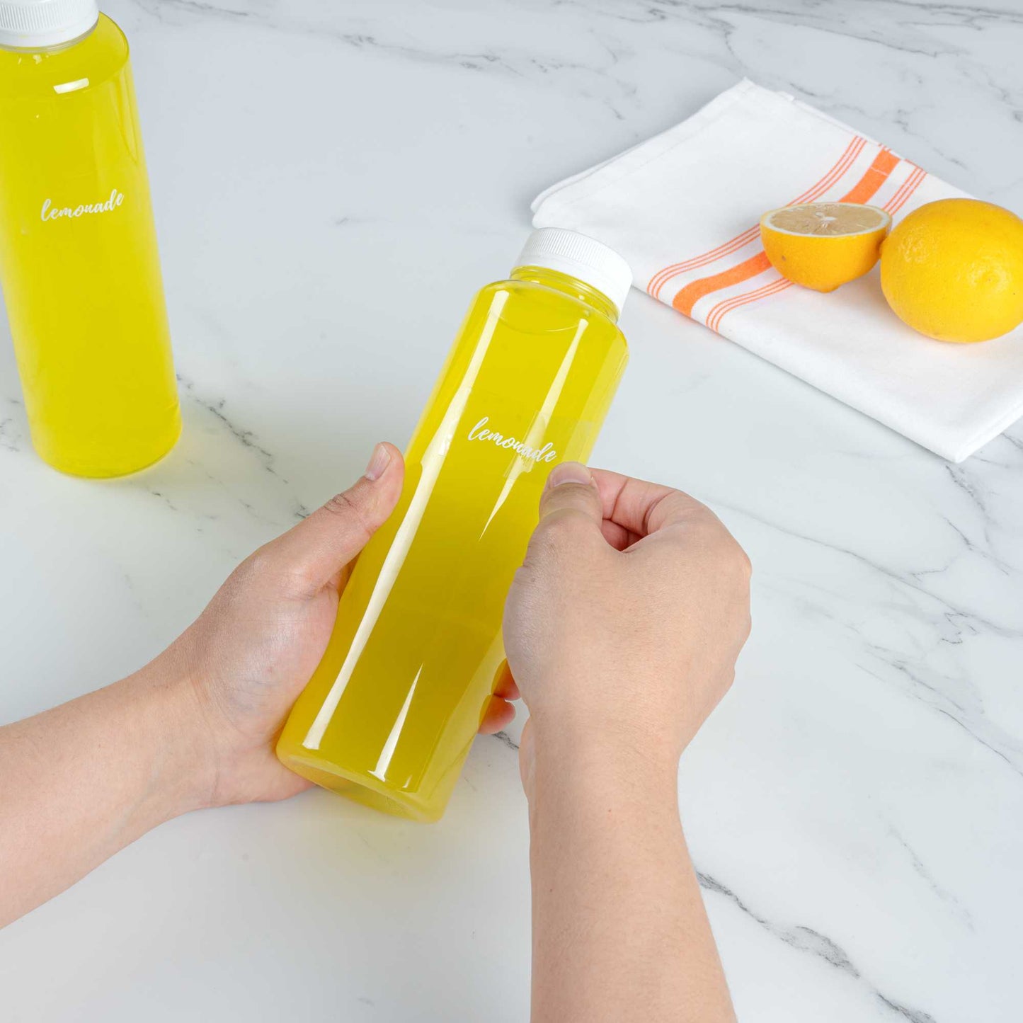 Label Tek Plastic Lemonade Label - Clear with White Font, Water-Resistant - 2" x 1" - 100 count box