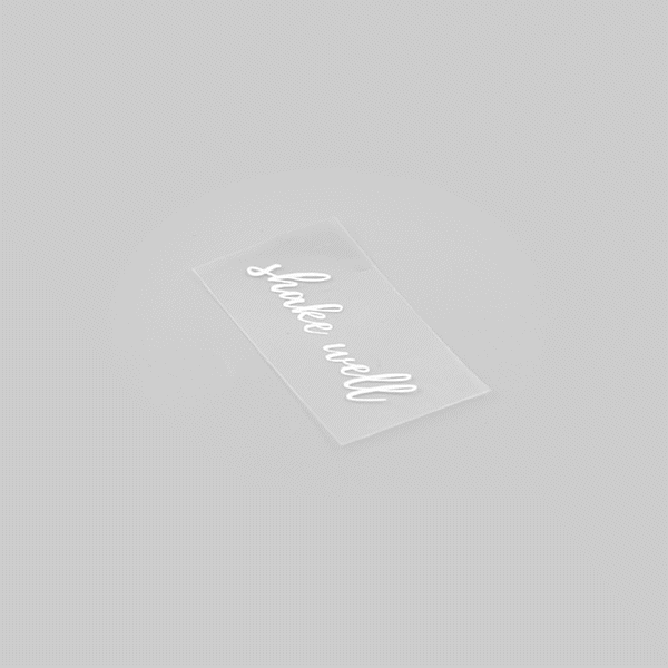 Label Tek Plastic Shake Well Label - Clear with White Font, Water-Resistant - 2" x 1" - 100 count box