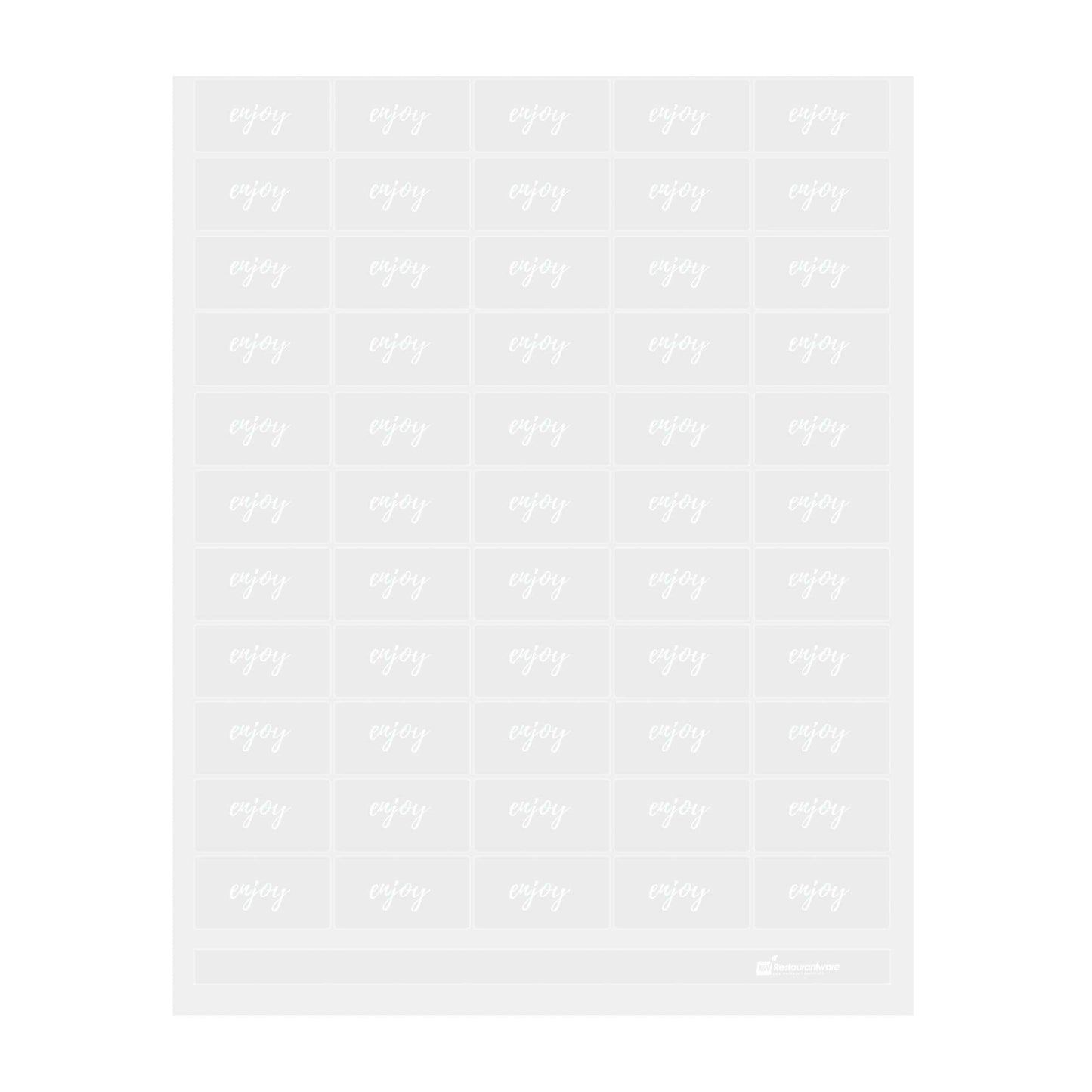 Label Tek Plastic Enjoy Label - Clear with White Font, Water-Resistant - 2" x 1" - 100 count box