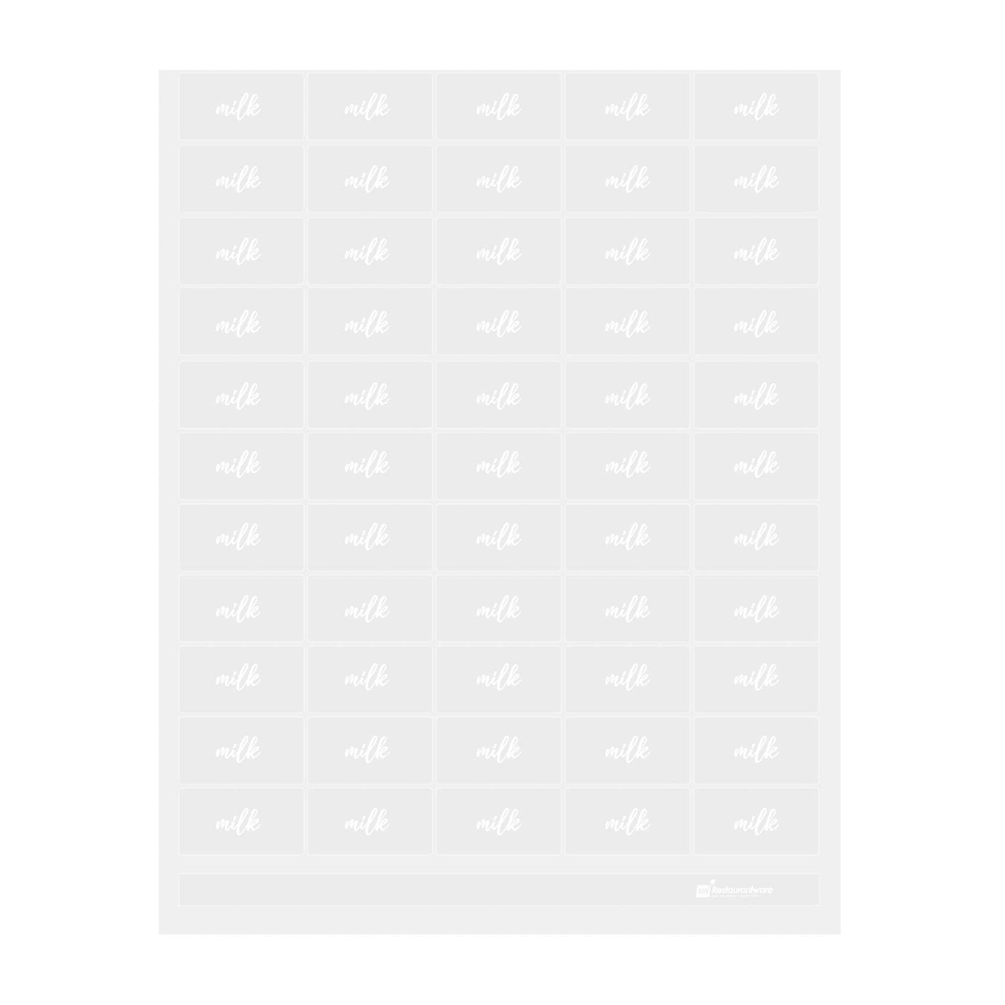 Label Tek Plastic Milk Label - Clear with White Font, Water-Resistant - 2" x 1" - 100 count box