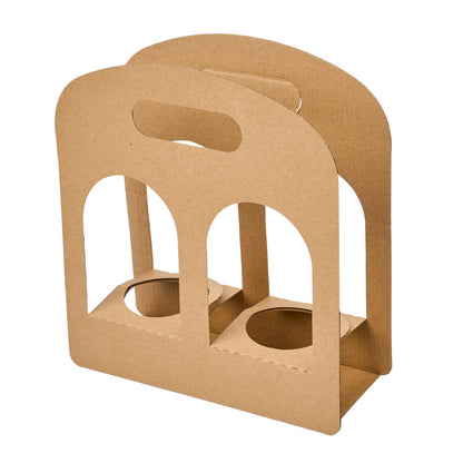 Restpresso Kraft Paper Sunrise Drink Carrier - Fits 2 Cups - 9 3/4" x 4" x 10 3/4" - 100 count box