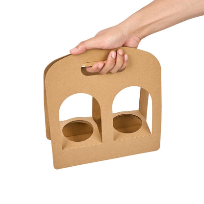 Restpresso Kraft Paper Sunrise Drink Carrier - Fits 2 Cups - 9 3/4" x 4" x 10 3/4" - 100 count box