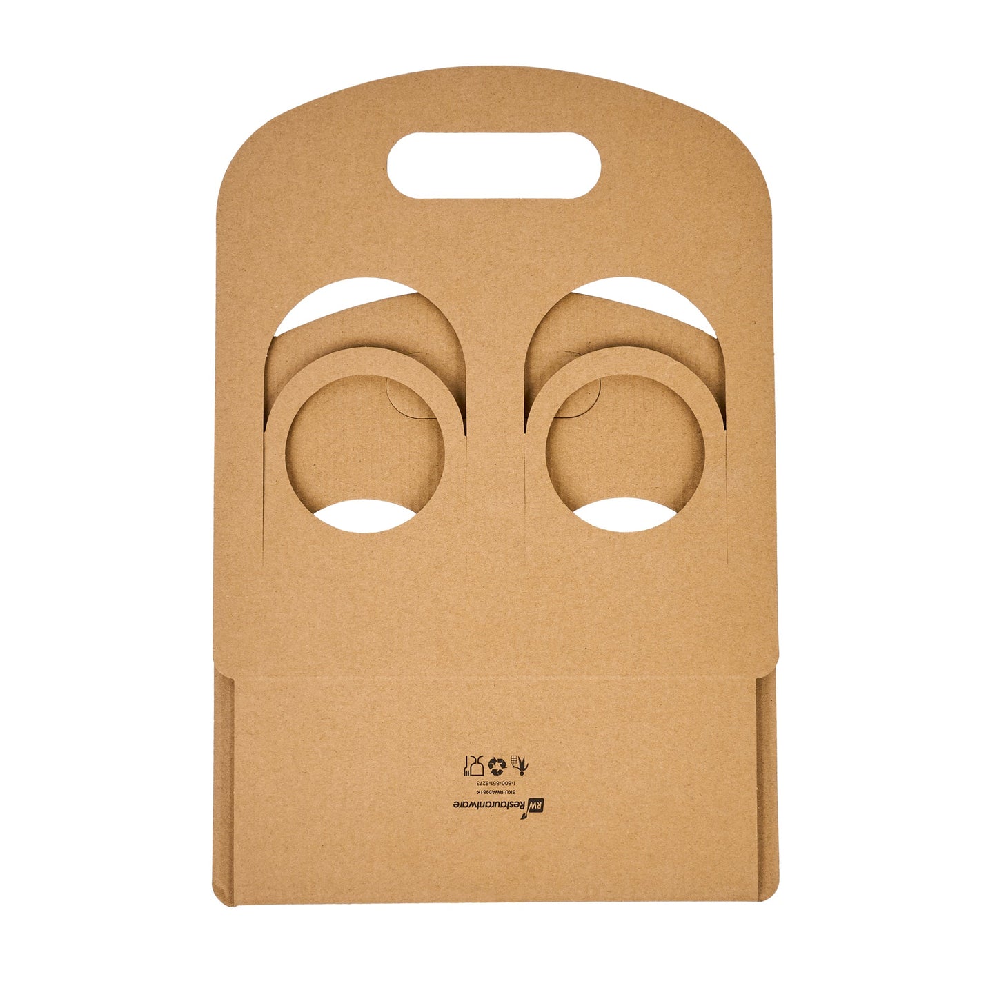 Restpresso Kraft Paper Sunrise Drink Carrier - Fits 2 Cups - 9 3/4" x 4" x 10 3/4" - 100 count box