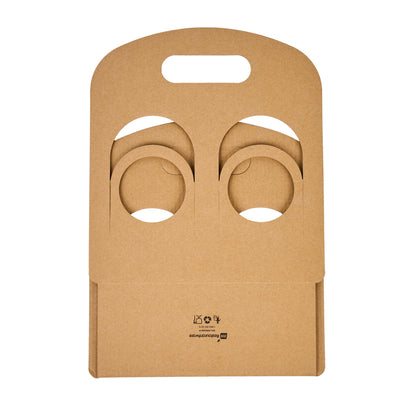 Restpresso Kraft Paper Sunrise Drink Carrier - Fits 2 Cups - 9 3/4" x 4" x 10 3/4" - 100 count box