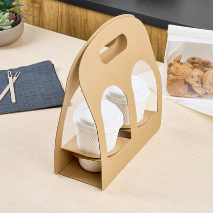 Restpresso Kraft Paper Sunrise Drink Carrier - Fits 2 Cups - 9 3/4" x 4" x 10 3/4" - 100 count box