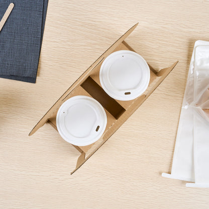 Restpresso Kraft Paper Sunrise Drink Carrier - Fits 2 Cups - 9 3/4" x 4" x 10 3/4" - 100 count box