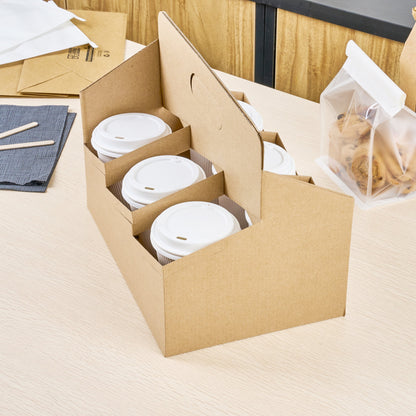 Restpresso Kraft Paper Altalena Drink Carrier - Fits 6 Cups - 11 3/4" x 7 3/4" x 9 1/2" - 100 count box