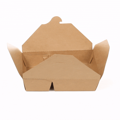 Bio Tek 50 oz Rectangle Kraft Paper #5 Bio Box Take Out Container - 2-Compartment - 8 1/2" x 6" x 1 3/4" - 200 count box