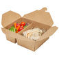Bio Tek 47 oz Rectangle Kraft Paper #3 Bio Box Take Out Container - 2-Compartment - 6 1/2" x 5 1/4" x 2 1/2" - 200 count box