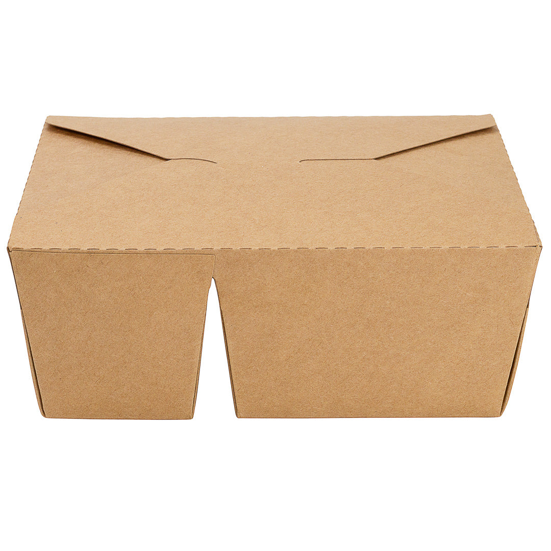 Bio Tek 47 oz Rectangle Kraft Paper #3 Bio Box Take Out Container - 2-Compartment - 6 1/2" x 5 1/4" x 2 1/2" - 200 count box