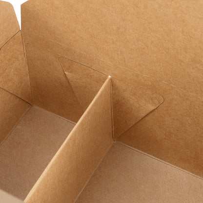 Bio Tek 47 oz Rectangle Kraft Paper #3 Bio Box Take Out Container - 2-Compartment - 6 1/2" x 5 1/4" x 2 1/2" - 200 count box