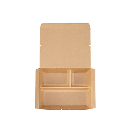 Bio Tek 51 oz Rectangle Kraft Paper Bento Box - 3-Compartment - 9 1/2" x 7 1/2" x 2" - 100 count box