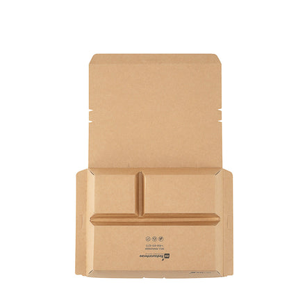 Bio Tek 51 oz Rectangle Kraft Paper Bento Box - 3-Compartment - 9 1/2" x 7 1/2" x 2" - 100 count box