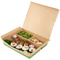 Eco Tek 78 oz Rectangle Kraft and Green Paper Bento Box - 3-Compartment, Compostable - 11" x 9" x 2" - 100 count box