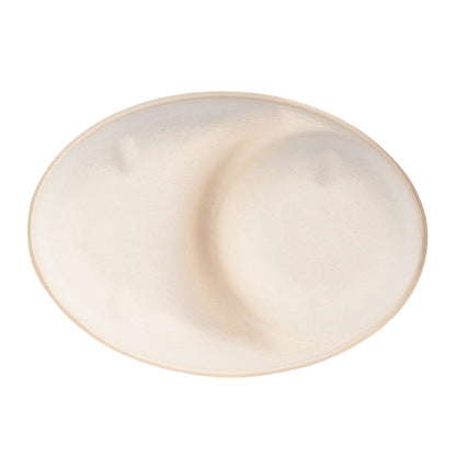 Pulp Tek 21 oz Oval Natural Sugarcane / Bagasse Catering Bowl - 2-Compartment - 9 1/4" x 6 1/2" x 1 1/2" - 100 count box