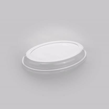 Pulp Tek Oval Clear Plastic Lid - Fits 2-Compartment Bagasse Catering Bowl - 100 count box