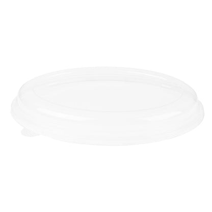 Pulp Tek Oval Clear Plastic Lid - Fits 2-Compartment Bagasse Catering Bowl - 100 count box