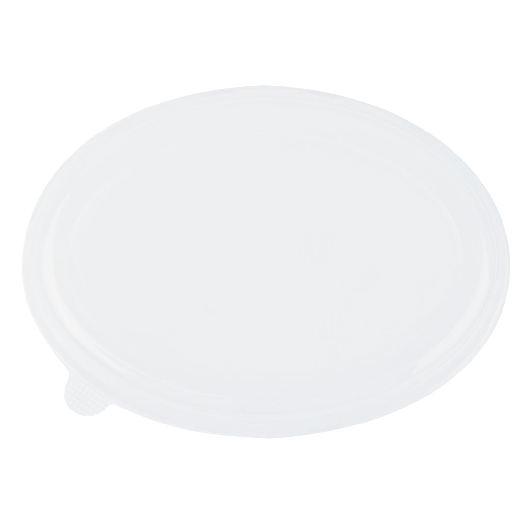 Pulp Tek Oval Clear Plastic Lid - Fits 2-Compartment Bagasse Catering Bowl - 100 count box