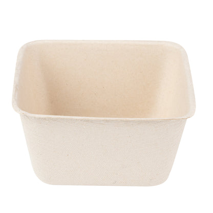 Pulp Tek 9 oz Square Natural Sugarcane / Bagasse Bowl - 3 3/4" x 3 3/4" x 2" - 100 count box