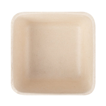 Pulp Tek 9 oz Square Natural Sugarcane / Bagasse Bowl - 3 3/4" x 3 3/4" x 2" - 100 count box