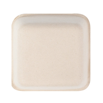 Pulp Tek 9 oz Square Natural Sugarcane / Bagasse Bowl - 3 3/4" x 3 3/4" x 2" - 100 count box