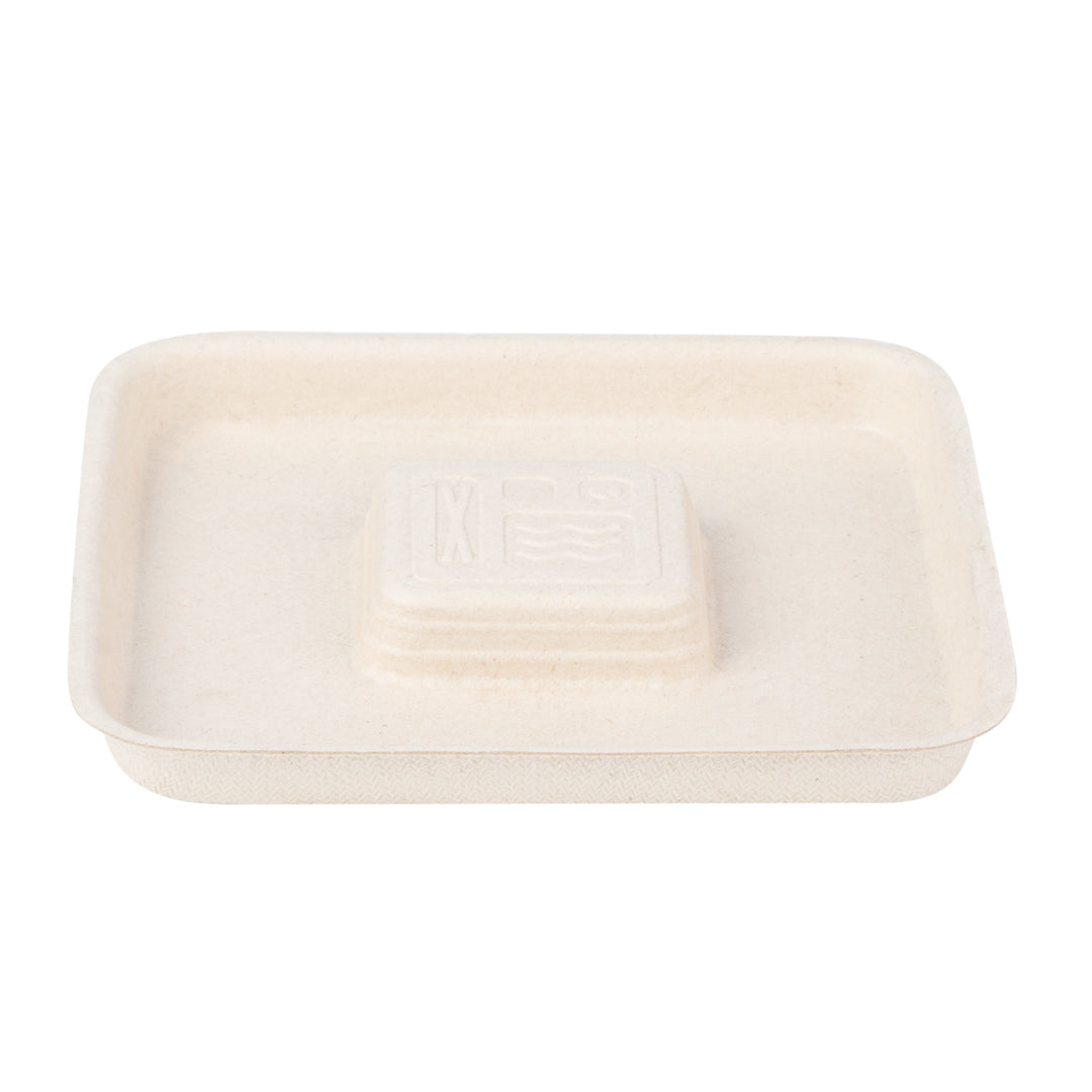 Pulp Tek Square Natural Sugarcane / Bagasse Flat Lid - Fits 9 oz Bowl - 100 count box