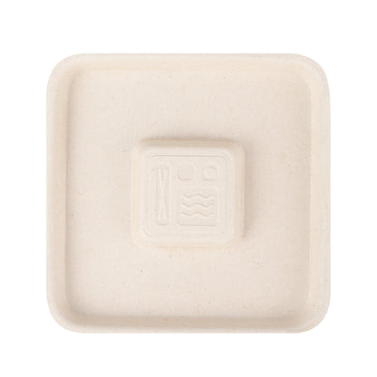 Pulp Tek Square Natural Sugarcane / Bagasse Flat Lid - Fits 9 oz Bowl - 100 count box