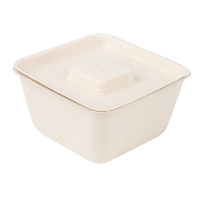 Pulp Tek Square Natural Sugarcane / Bagasse Flat Lid - Fits 9 oz Bowl - 100 count box