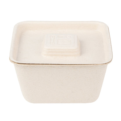 Pulp Tek Square Natural Sugarcane / Bagasse Flat Lid - Fits 9 oz Bowl - 100 count box