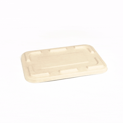 Pulp Tek Rectangle Natural Sugarcane / Bagasse Flat Lid - Fits To Go Container - 100 count box