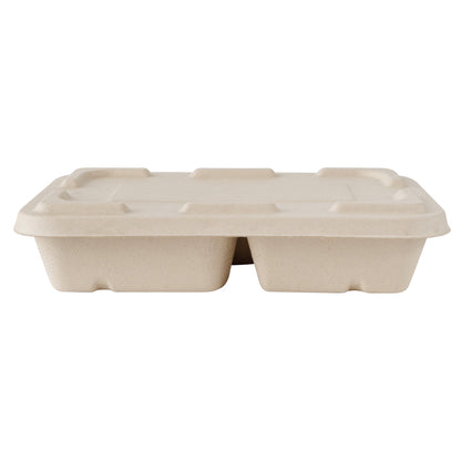 Pulp Tek Rectangle Natural Sugarcane / Bagasse Flat Lid - Fits To Go Container - 100 count box