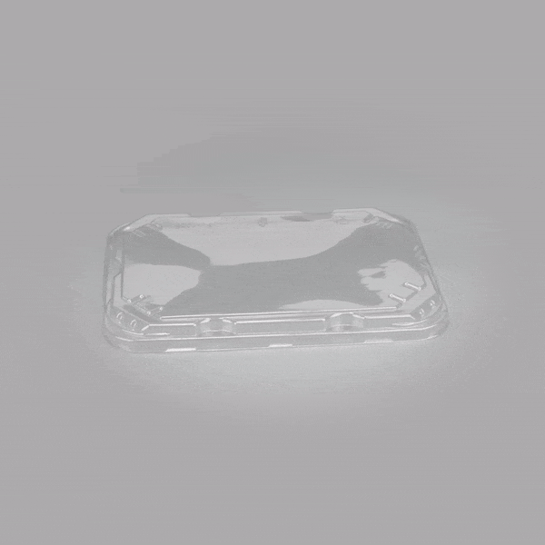 Pulp Tek Rectangle Clear Plastic Flat Lid - Fits Bagasse To Go Container - 100 count box
