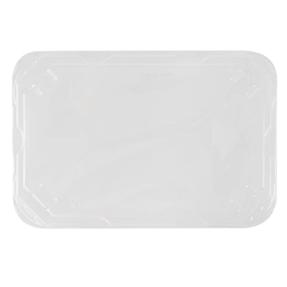 Pulp Tek Rectangle Clear Plastic Flat Lid - Fits Bagasse To Go Container - 100 count box