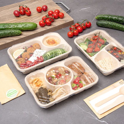 Pulp Tek Rectangle Clear Plastic Flat Lid - Fits Bagasse To Go Container - 100 count box