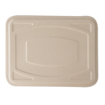 Pulp Tek Rectangle Natural Bagasse Flat Lid - Fits To Go Trays - 100 count box
