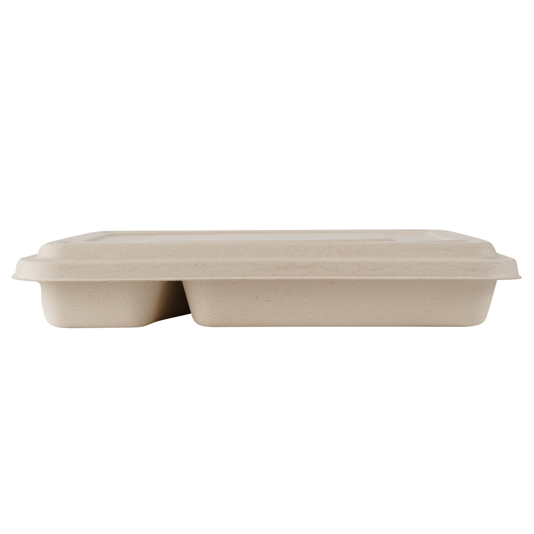 Pulp Tek Rectangle Natural Bagasse Flat Lid - Fits To Go Trays - 100 count box