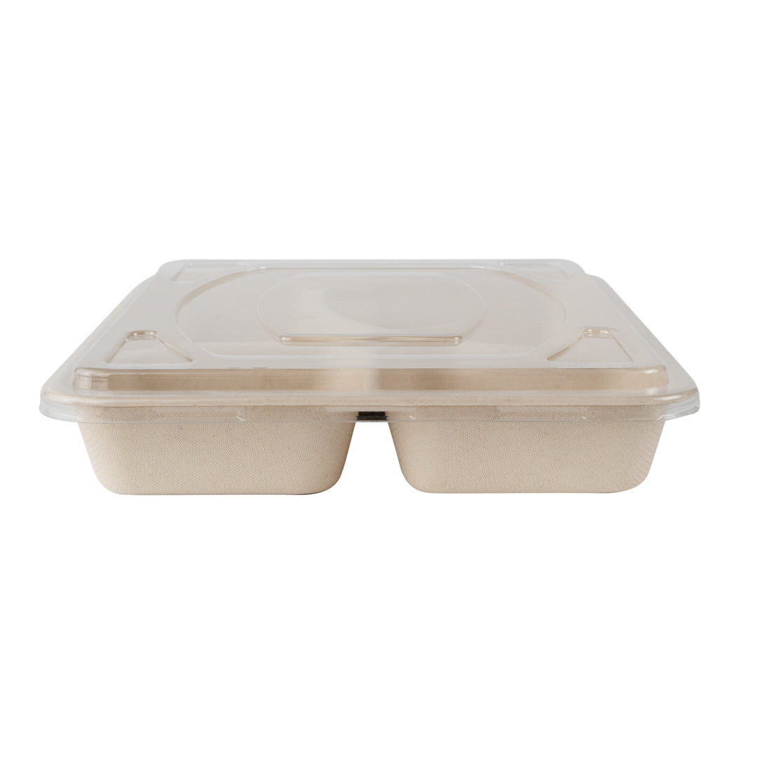 Pulp Tek Rectangle Clear Plastic Flat Lid - Fits To Go Trays - 100 count box